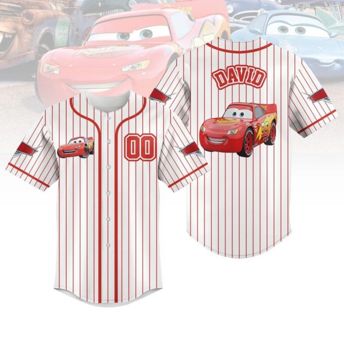 Kids' Lightning Mcqueen Baseball Jersey - Custom Name & Number, Disney Cars Fan Gear