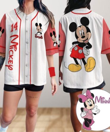 Disney Mickey & Minnie Baseball Jersey - Stylish Cartoon Fan Apparel For Adults