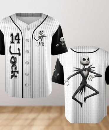 Jack Skellington Baseball Jersey - Striped Gothic Style Sports Shirt For Fans