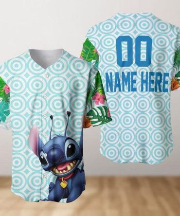 Customizable Stitch Baseball Jersey – Tropical Hawaiian Design For Fans