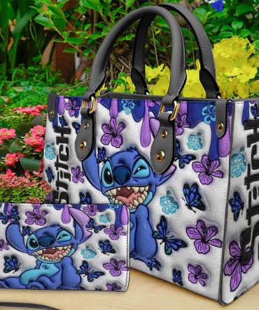 Stitch-Themed Handbag & Wallet Set – Vibrant Floral Design For Stylish Fans