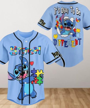 Fun Cartoon Baseball Jersey - 'It'S Okay To Be Different' Puzzle Print, Customizable Name