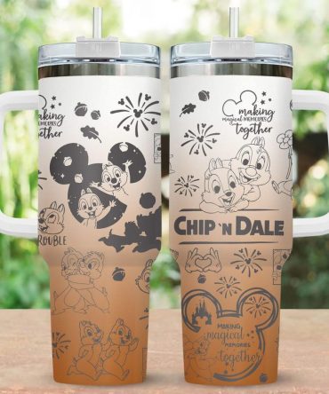 Chip 'N Dale Tumbler With Straw - 20Oz Insulated Travel Mug For Disney Fans