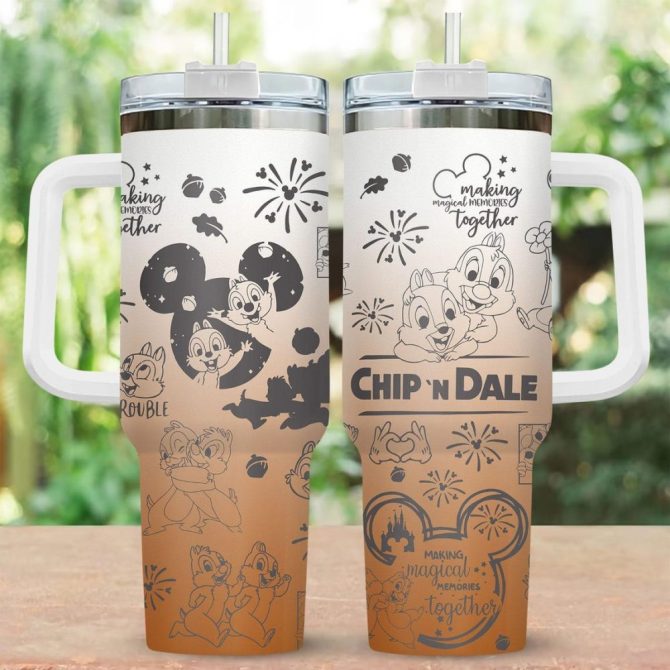 Chip 'N Dale Tumbler With Straw - 20Oz Insulated Travel Mug For Disney Fans