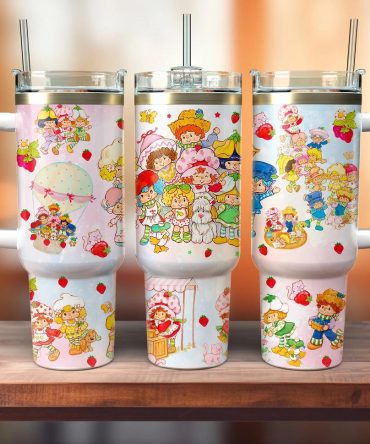Colorful Cartoon Insulated Tumbler Set With Handle & Straw – 20Oz, Leak-Proof, Bpa-Free