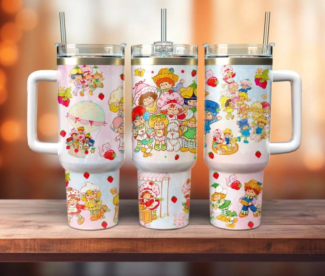 Colorful Cartoon Insulated Tumbler Set With Handle & Straw – 20Oz, Leak-Proof, Bpa-Free
