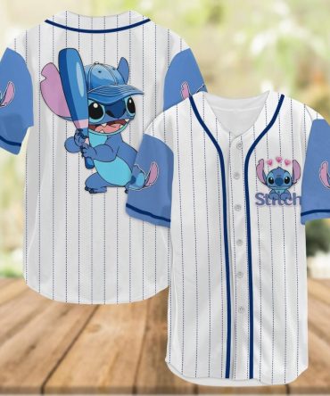 Stitch Baseball Jersey - Cute Cartoon Sportswear For Fans , Unisex Summer Style