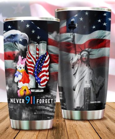 Patriotic 9/11 Tribute Tumbler - Stainless Steel, American Flag Design, 20 Oz