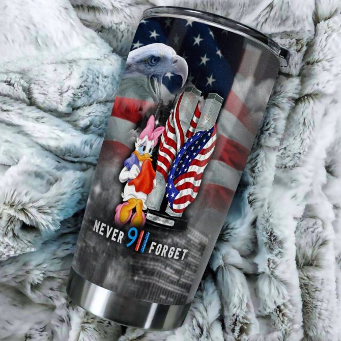 Patriotic 9/11 Tribute Tumbler - Stainless Steel, American Flag Design, 20 Oz - Image 2