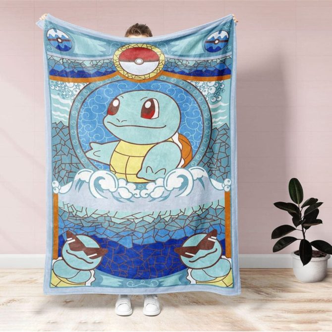 Cozy Squirtle Blanket – Soft, Vibrant Design For Pokémon Fans – Perfect Gift For All Ages!