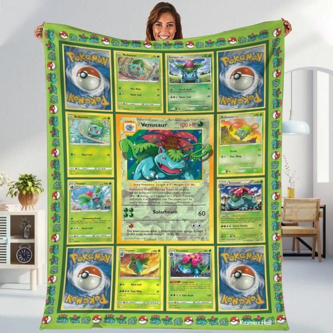 Cozy Pokémon Card Fleece Blanket - Perfect Gift For Fans & Collectors
