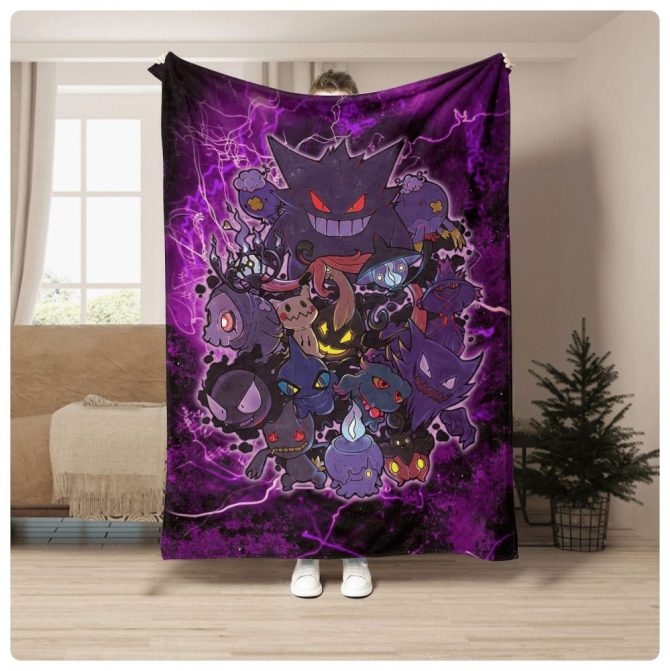 Cozy Up With Spooky Style: Ghostly Pokémon Blanket - Perfect For Fans & Collectors!