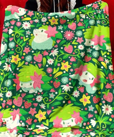 Cozy Floral Fantasy Blanket - Vibrant Hedgehog & Strawberry Garden Design