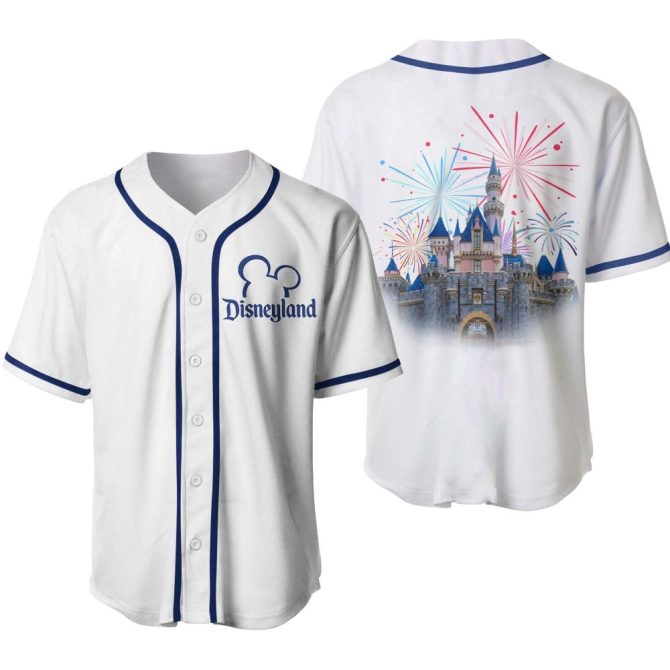 Disneyland Baseball Jersey - Magical Castle & Fireworks Design, Unisex, Comfortable Fit
