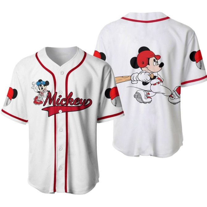 Mickey Mouse Baseball Jersey - Classic White & Red Sporty Style For Fans