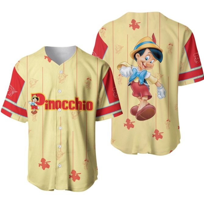 Pinocchio Baseball Jersey - Vintage Cartoon Design, Unisex Casual Wear