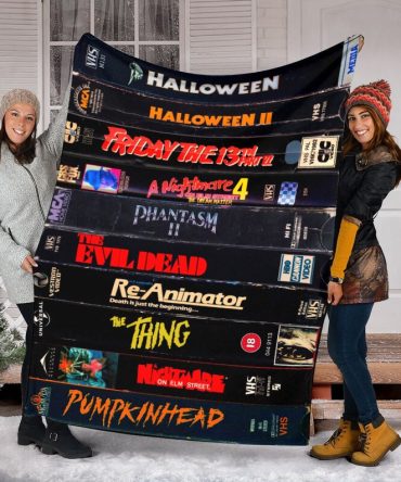 Cozy Horror Movie Night Blanket - Retro Vhs Design For Halloween Lovers