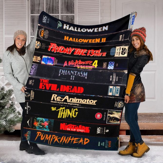 Cozy Horror Movie Night Blanket - Retro Vhs Design For Halloween Lovers