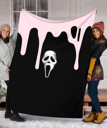 Cozy Horror Blanket - Ghost Face Drip Design , Perfect Halloween Gift & Decor