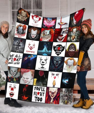 Cozy Horror Movie Quilt Blanket - Pennywise Collage Design For Fans - Perfect Gift!