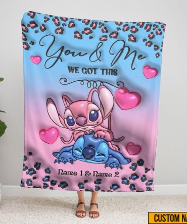 Custom Name You & Me Blanket - Cute Cartoon Design, Perfect Gift For Couples
