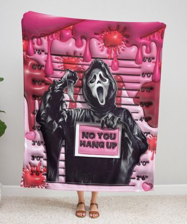 Cozy Horror Movie Blanket - 'No You Hang Up' Design For Halloween Lovers