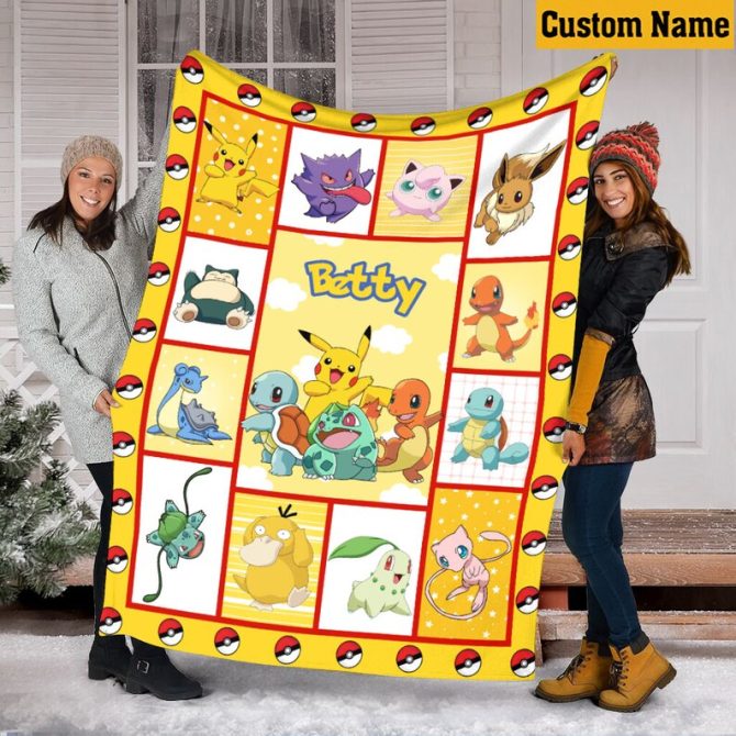 Custom Name Pokémon Fleece Blanket – Cozy Gift For Fans & Kids, Vibrant Design