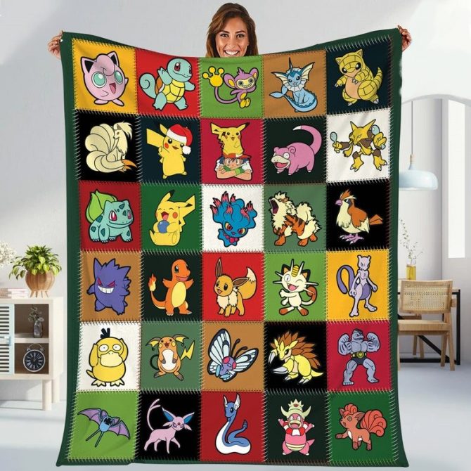 Cozy Pokémon Fleece Blanket - Vibrant Cartoon Character Design For Kids & Fans