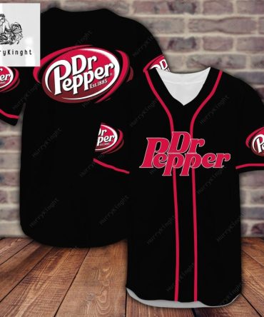 Stylish Dr Pepper Baseball Jersey - Unisex Black & Red - Perfect Gift For Fans