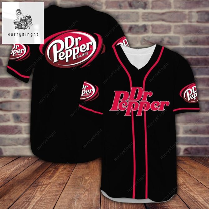 Stylish Dr Pepper Baseball Jersey - Unisex Black & Red - Perfect Gift For Fans