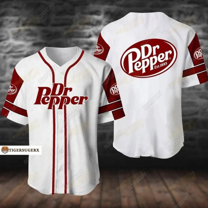 Vintage Dr Pepper Baseball Jersey - Classic Logo Design, Stylish Fan Apparel