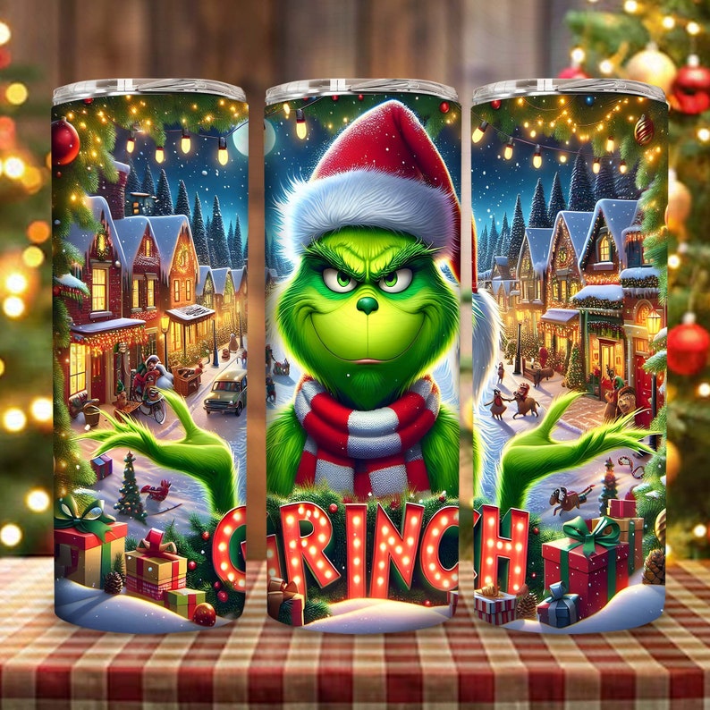 Festive Grinch Tumbler - Holiday Edition Stainless Steel Cup - Xmas Gift