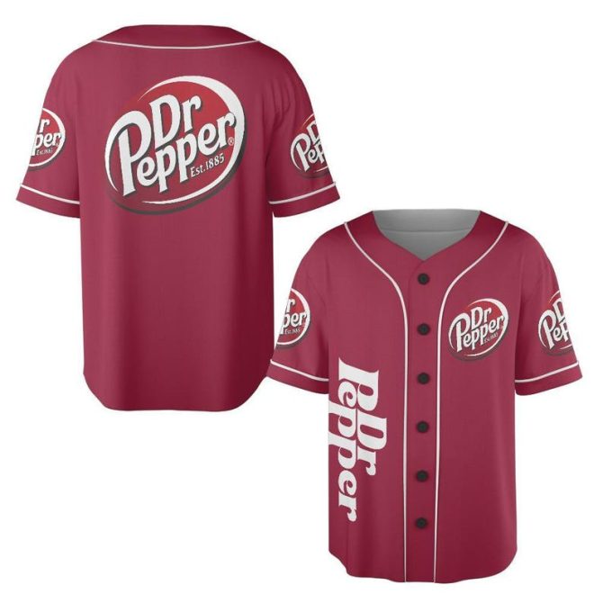 Stylish Dr Pepper Baseball Jersey - Classic Logo Design, Perfect Gift For Fans