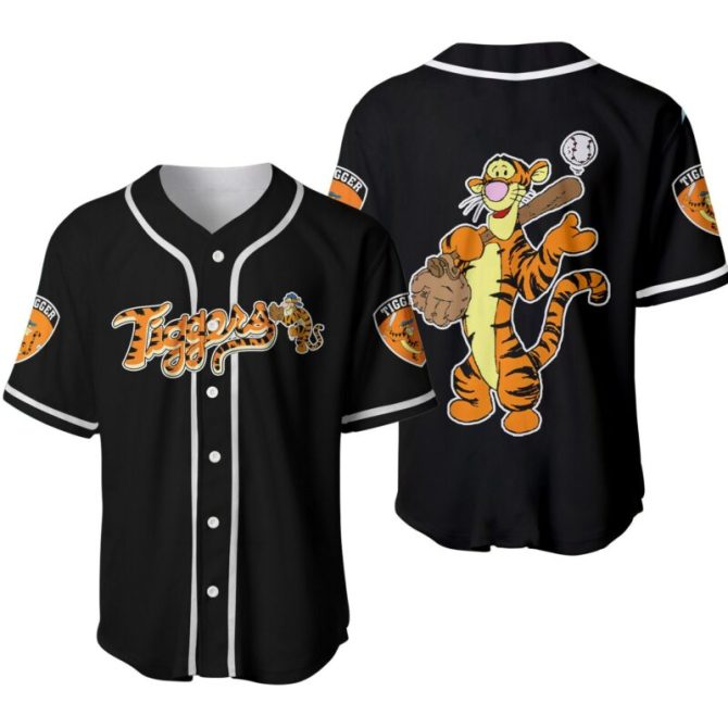 Vintage Tigger Baseball Jersey - Fun Cartoon Design, Perfect Gift For Fans