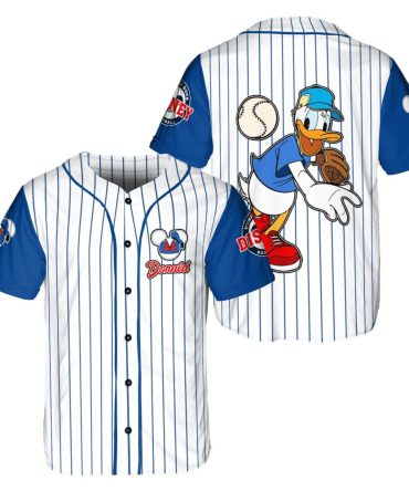 Donald Duck Baseball Jersey – Classic Striped Design, Perfect For Disney Fans