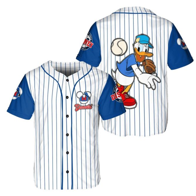 Donald Duck Baseball Jersey – Classic Striped Design, Perfect For Disney Fans