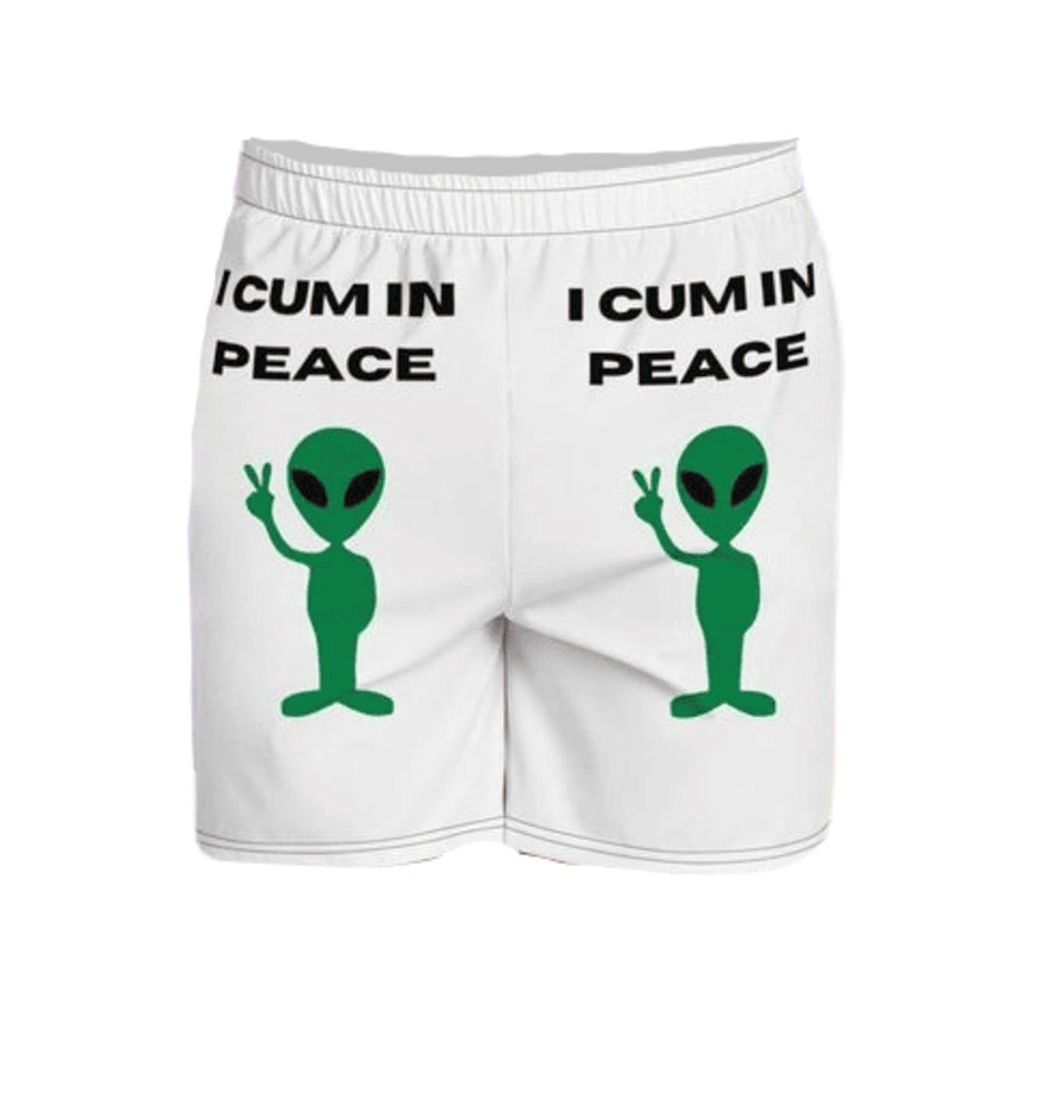 Funny Alien Print Men'S Boxers - 'I Come In Peace' Comfortable Loungewear