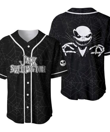 Jack Skellington Baseball Jersey - Spooky Web Design, Perfect For Fans!