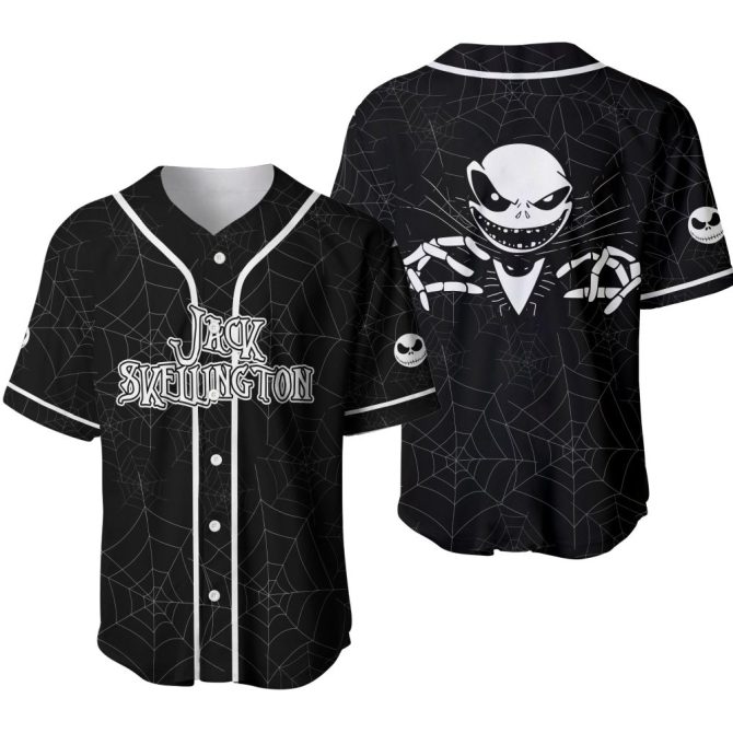 Jack Skellington Baseball Jersey - Spooky Web Design, Perfect For Fans!