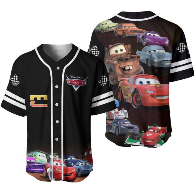 Disney Pixar Cars Baseball Jersey For Kids - Vibrant Racing Design, Perfect Gift!
