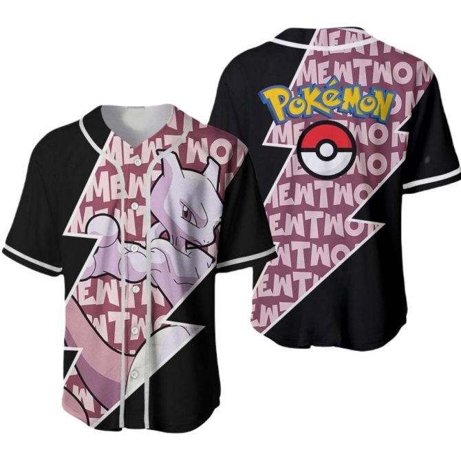 Stylish Pokémon Mewtwo Baseball Jersey - Limited Edition Fan Apparel
