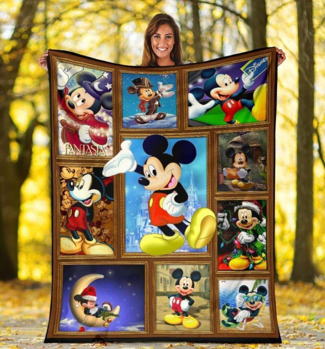 Cozy Disney Mickey Mouse Collage Blanket - Vibrant Design, Perfect Gift For Fans