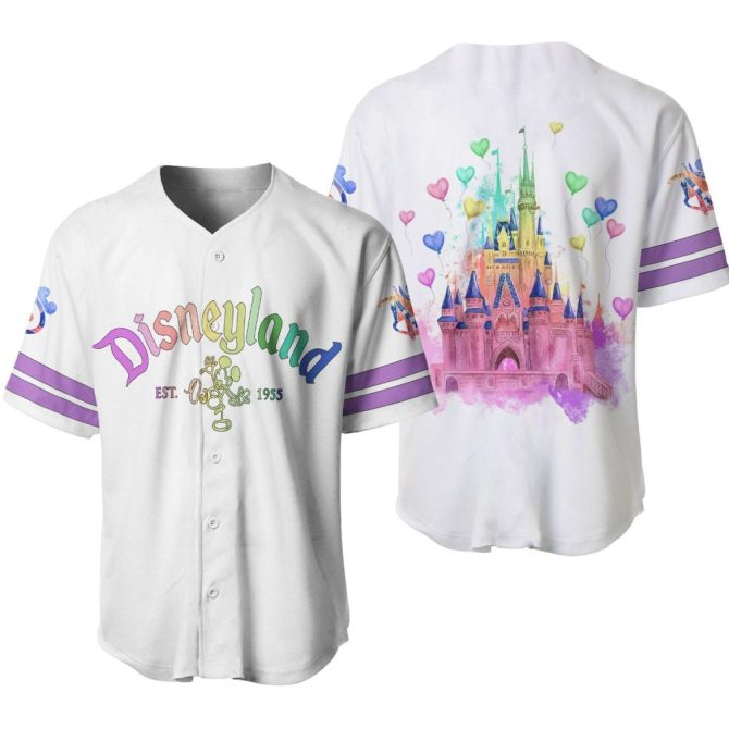 Magical Disneyland Baseball Jersey – Colorful Castle & Hearts Design