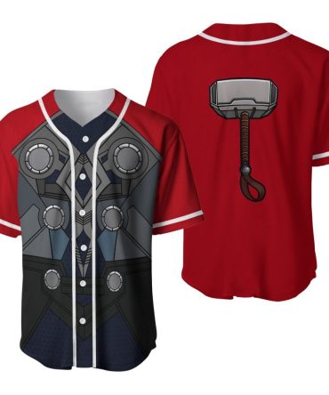 Unleash Superhero Style: Men’S Thor-Inspired Baseball Jersey – Hammer Graphic, Premium Quality!