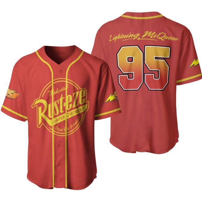 Lightning Mcqueen Racing Jersey - Red & Yellow 95 Cars Movie Fans Gift