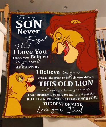 Heartfelt Lion Blanket Gift For Son - Inspirational Dad Message Keepsake
