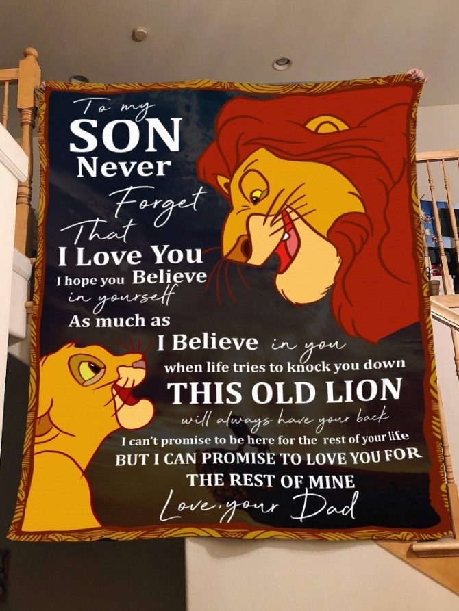 Heartfelt Lion Blanket Gift For Son - Inspirational Dad Message Keepsake