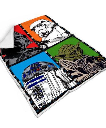 Cozy Star Wars Fleece Blanket - Yoda, R2-D2, Darth Vader & Stormtrooper Design