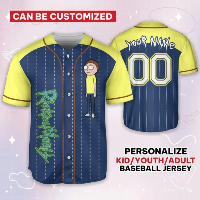 Custom Rick & Morty Baseball Jersey – Personalized Name & Number For Kids/Adults