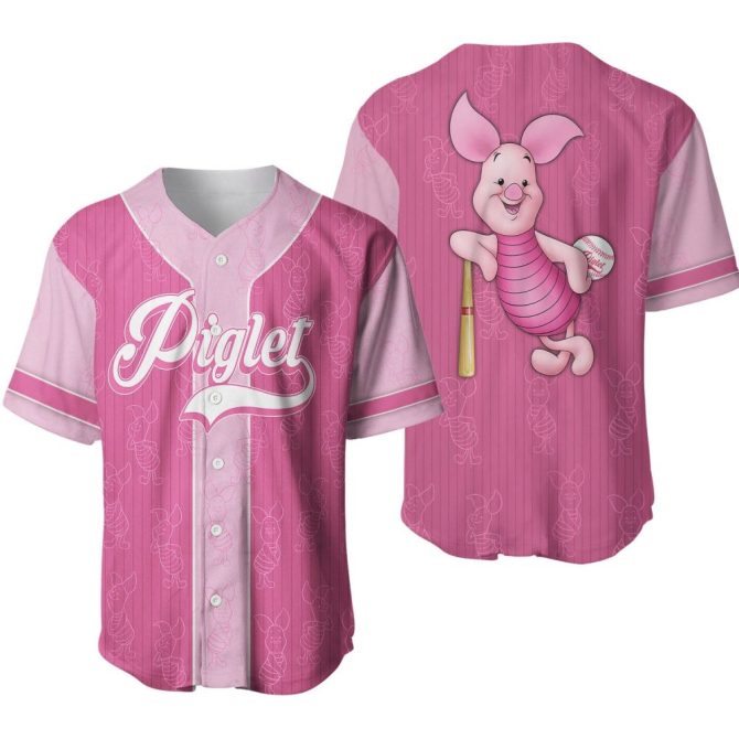 Adorable Pink Piglet Baseball Jersey - Fun Cartoon Design For Kids & Adults
